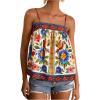 image:imageRoseSeek Womens Boho Floral Camisole Tops Graphic Spaghetti Strap Tank Top Beach Vacation ClothesBlue Floral