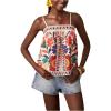 image:imageRoseSeek Womens Boho Floral Camisole Tops Graphic Spaghetti Strap Tank Top Beach Vacation ClothesMulticolor Print