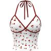 image:imageRoseSeek Womens Cherry Print Halter Cami Tops Backless Slim Fit Summer Going Out Y2K Crop Tank TopWhite
