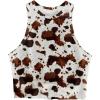 image:imageRoseSeek Womens Cow Print Tank Top Sleeveless Crewneck Fitted Crop Tops Summer Cowgirl VestMulticolor