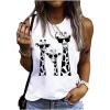 image:imageRoseSeek Womens Cute Giraffe Printed Tank Top Funny Summer Animal Graphic Sleeveless Tee ShirtWhite