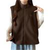 image:imageRoseSeek Womens Fleece Mock Neck Vest Zip Up Sleeveless Tops Jackets Fall ClothesBrown