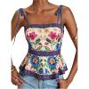 image:imageRoseSeek Womens Floral Going Out Cami Top Sleeveless Spaghetti Strap Camisole Peplum Summer TopsMulticolor