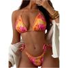 image:imageRoseSeek Womens Floral Print Lace Bikini Set Tie Backless Cheeky Bathing Suit String Triangle SwimsuitPink Multicolor