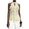 image:imageRoseSeek Womens Flowy Going Out Halter Tops Ruffle Mesh Tops Cut Out Sleeveless Tie Neck Tank Top Summer OutfitLight Yellow