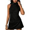 image:imageRoseSeek Womens Fold Over High Neck Tops Sleeveless Fitted Tank Tops Western OutfitBlack