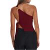 image:imageRoseSeek Womens One Shoulder Cut Out Tank Top Elegant Asymmetrical Knot Sleeveless Tops Going Out OutfitsBurgundy