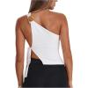 image:imageRoseSeek Womens One Shoulder Cut Out Tank Top Elegant Asymmetrical Knot Sleeveless Tops Going Out OutfitsWhite