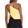 image:imageRoseSeek Womens One Shoulder Cut Out Tank Top Elegant Asymmetrical Knot Sleeveless Tops Going Out OutfitsYellow