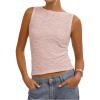 image:imageRoseSeek Womens Textured Cropped Tank Tops Boat Neck Sleeveless Elegant Tops Slim Fit TopPink