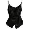 image:imageRoseSeek Womens Tie Side Wrap Camisole Tops Spaghetti Strap V Neck Elegant Blouses ShirtsBlack