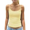 image:imageRoseSeek Womens Y2K Bowknot Camisole Tops Ribbed Knit Spaghetti Strap Tank Top Basic Summer UndershirtYellow