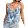 image:imageRoseSeek Womens Y2k Crop Camisole Tops Tie Front V Neck Vacation Top Spaghetti Strap Summer Tank TopBlue and White