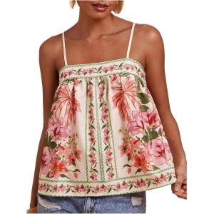 image:imageRoseSeek Womens Boho Floral Camisole Tops Graphic Spaghetti Strap Tank Top Beach Vacation ClothesMulticolor