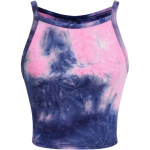 image:imageRoseSeek Womens Tie Dye Crop Camisole Tops Fitted Sleeveless Tank Top Summer ClothesPink Purple