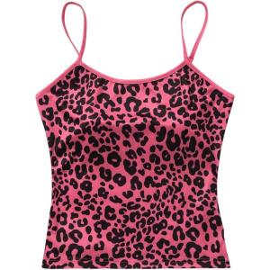 image:imageRoseSeek Womens Y2K Leopard Beach Print Slim Fit Camisole Tops Casual Spaghetti Strap Tank TopsHot Pink