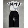 image:imageRoseSeek Mens 2 Piece Outfits Streetwear Graphic Tees and Sweatpants Set Going Out Hippop ClothesBlack and White