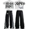 image:imageRoseSeek Mens 2 Piece Outfits Streetwear Graphic Tees and Sweatpants Set Going Out Hippop ClothesBlack and White