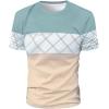 image:imageRoseSeek Mens Color Block Short Sleeve Shirts Geo Print Round Neck Casual TShirt Summer Tee TopsBlue and White