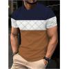 image:imageRoseSeek Mens Color Block Short Sleeve Shirts Geo Print Round Neck Casual TShirt Summer Tee TopsDeep Blue