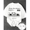 image:imageRoseSeek Mens Graphic Car Print Tees Letter Crewneck Short Sleeve T Shirts Streetwear Tops Y2K Summer TopsCar White