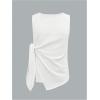 image:imageRoseSeek Mens Knot Side Sleeveless Tops Ruched Crew Neck Asymmetrical Hem Muscle Tank TopsWhite
