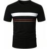 image:imageRoseSeek Mens Striped Color Block Tee Tops Crewneck Short Sleeve Summer T ShirtsBlack White
