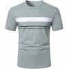 image:imageRoseSeek Mens Striped Color Block Tee Tops Crewneck Short Sleeve Summer T ShirtsLight Grey