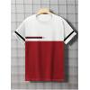 image:imageRoseSeek Mens Striped Color Block Tee Tops Crewneck Short Sleeve Summer T ShirtsWhite