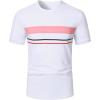image:imageRoseSeek Mens Striped Color Block Tee Tops Crewneck Short Sleeve Summer T ShirtsWhite Pink