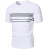 image:imageRoseSeek Mens Striped Color Block Tee Tops Crewneck Short Sleeve Summer T ShirtsWhite and Grey