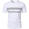 image:imageRoseSeek Mens Striped Color Block Tee Tops Crewneck Short Sleeve Summer T ShirtsWhite and Grey