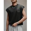 image:imageRoseSeek Mens Summer Washed Tank Tops Sleeveless Shirts Crewneck Cap Sleeve Top Vintage Muscle T ShirtsLetter Black