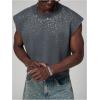 image:imageRoseSeek Mens Summer Washed Tank Tops Sleeveless Shirts Crewneck Cap Sleeve Top Vintage Muscle T ShirtsRhinestone Grey