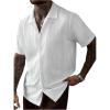 image:imageRoseSeek Mens Button Down Shirts Textured Short Sleeve Collar Beach Shirts Business Casual OutfitsWhite