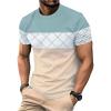 image:imageRoseSeek Mens Color Block Short Sleeve Shirts Geo Print Round Neck Casual TShirt Summer Tee TopsBlue and White