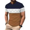 image:imageRoseSeek Mens Color Block Short Sleeve Shirts Geo Print Round Neck Casual TShirt Summer Tee TopsDeep Blue