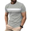 image:imageRoseSeek Mens Striped Color Block Tee Tops Crewneck Short Sleeve Summer T ShirtsLight Grey