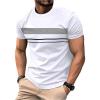 image:imageRoseSeek Mens Striped Color Block Tee Tops Crewneck Short Sleeve Summer T ShirtsWhite and Grey