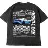 image:imageRoseSeek Mens Washed Car Letter Graphic Tees Crewneck Short Sleeve Y2K Vintage T Shirts Streetwear TopsLetter Black