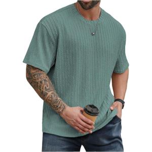 image:imageMens Big and Tall Shirts Textured Knit Tshirt Shirts Casual Summer Tops TrendyGreen