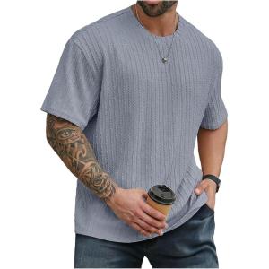 image:imageMens Big and Tall Shirts Textured Knit Tshirt Shirts Casual Summer Tops TrendyLight Blue