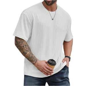 image:imageMens Big and Tall Shirts Textured Knit Tshirt Shirts Casual Summer Tops TrendyWhite