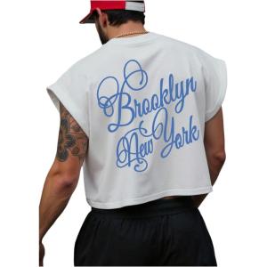 image:imageRoseSeek Mens Cap Sleeve Graphic Tees Crewneck Summer T Shirts Crop Tops StreetwearWhite