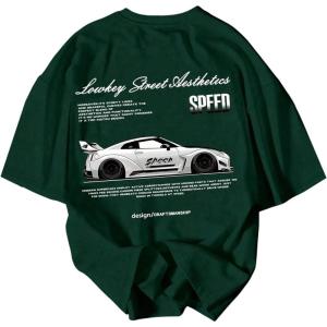image:imageRoseSeek Mens Graphic Car Print Tees Letter Crewneck Short Sleeve T Shirts Streetwear Tops Y2K Summer TopsArmy Green