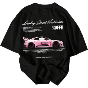 image:imageRoseSeek Mens Graphic Car Print Tees Letter Crewneck Short Sleeve T Shirts Streetwear Tops Y2K Summer TopsCar Black