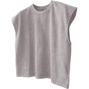 image:imageRoseSeek Mens Summer Washed Tank Tops Sleeveless Shirts Crewneck Cap Sleeve Top Vintage Muscle T ShirtsLight Grey