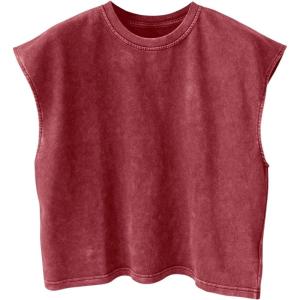 image:imageRoseSeek Mens Summer Washed Tank Tops Sleeveless Shirts Crewneck Cap Sleeve Top Vintage Muscle T ShirtsRed