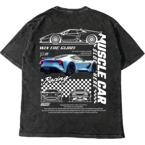 image:imageRoseSeek Mens Washed Car Letter Graphic Tees Crewneck Short Sleeve Y2K Vintage T Shirts Streetwear TopsLetter Black