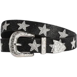 image:imageRoseSeek Mens Y2k Star Rhinestone Studded Belts Glitter Vintage Punk Waist Belts Street AccessoriesSolid Black